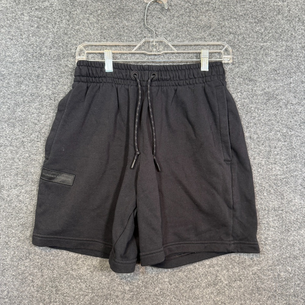 Under Armour Sweatshorts Mens Medium Black Fleece Athletic Loose Fit Casual